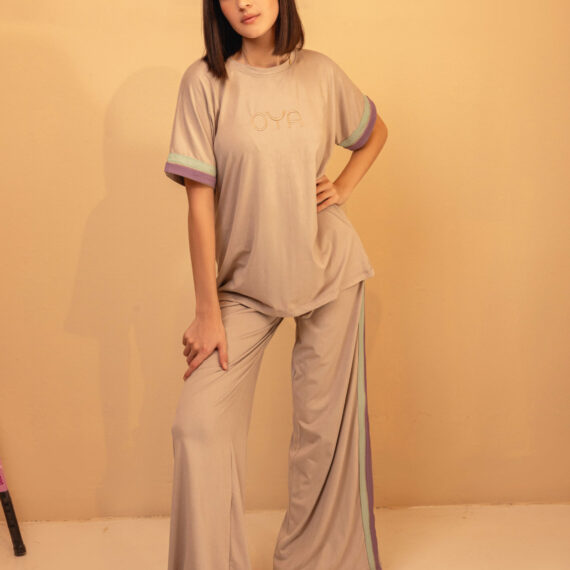 Ensemble Beige Oya – T-shirt ample + pantalon fluide